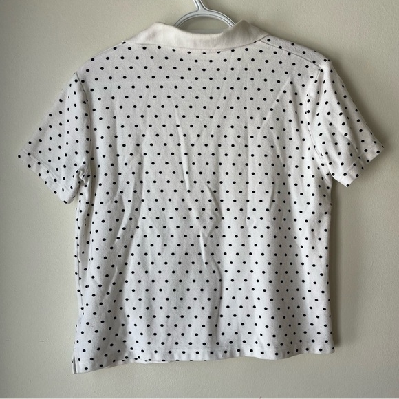 Y2K Kim Rogers White Polka Dot Cotton Polo Shirt Preppy Mod Retro Tee Small - Picture 11 of 12